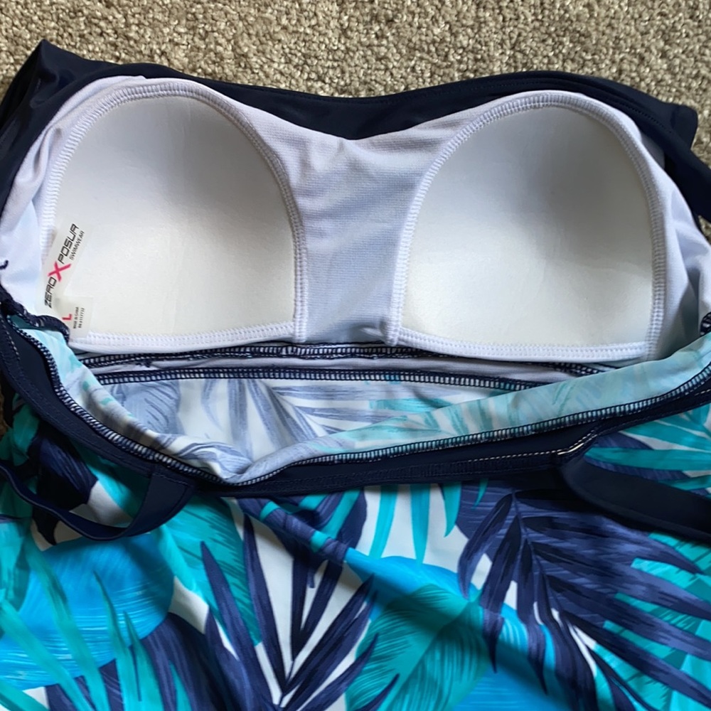 NWOT Zero Posur Tankini top shades of blue. Sz L - Picture 3 of 4